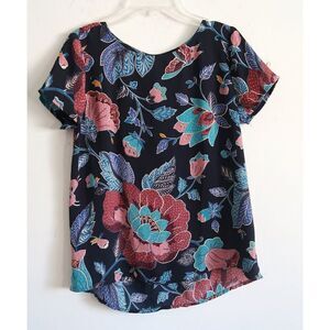 LOFT Blue Floral Blouse - Size Petite Small